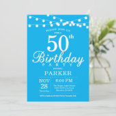 50歳の誕生日招待状 青 招待状 (スタンド正面)