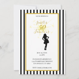 50歳の誕生日招待状 黒とゴールド 招待状