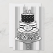 50歳の誕生日招待状、3段のケーキ 招待状 (正面)