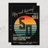 50歳の誕生日招待状:50歳と繁栄、QR 招待状 (正面/裏面)