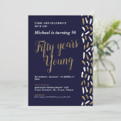 50歳の誕生日招待状:50歳の若さ、QR 招待状 (スタンド正面)