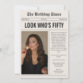 50歳の誕生日新聞 写真入り 招待状 (正面)