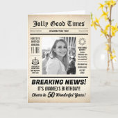 50歳の誕生日新聞、写真追加、パーソナライズ カード (黄色い花)