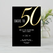 50歳の誕生日箔押し招待状 - カスタマイズ可能  箔招待状 (立ち正面)