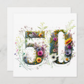 50歳の誕生日装飾的なワイルドフラワーテキスト (正面/裏面)