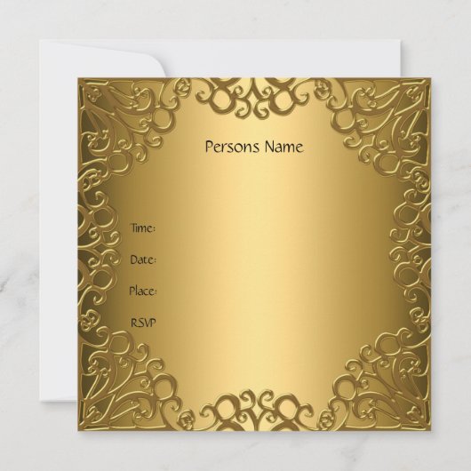 50歳の誕生日記念 ゴールドパーティージュエル 招待状 (裏面)