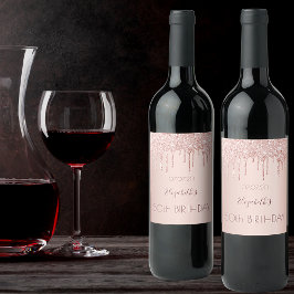 50歳の誕生日赤面バラ金ゴールドグリッタードライブ名 ワインラベル