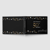 50歳の誕生日金ゴールドと黒パーソナライズされた ゲストブック (全面)
