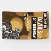 50歳の誕生日金ゴールドと黒、バイク 横断幕 (横)