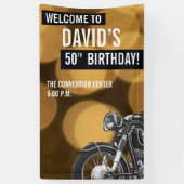 50歳の誕生日金ゴールドと黒、バイク 横断幕 (縦)