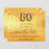 50歳の誕生日金ゴールドの乾燥は日付カードを保存する (正面/裏面)