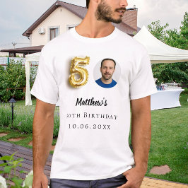 50歳の誕生日金ゴールド写真 Tシャツ