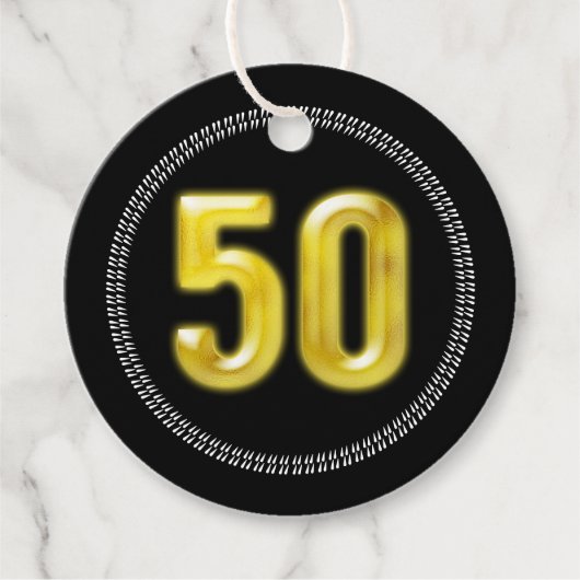 50歳の誕生日金ゴールド感謝してい黒50エレガント フェイバータグ (正面)