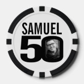 50歳の誕生日2枚カスタムの写真白黒 ポーカーチップ (正面)