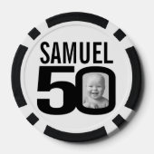50歳の誕生日2枚カスタムの写真白黒 ポーカーチップ (裏面)