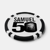 50歳の誕生日2枚カスタムの写真白黒 ポーカーチップ (シングル)