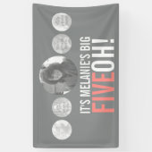 50歳の誕生日5カスタム枚の写真グレーの珊瑚の旗 横断幕 (縦)