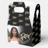 50歳の誕生日50のスクリプト金ゴールド黒写真 フェイバーボックス (オープン)