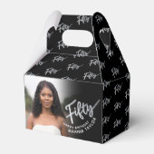 50歳の誕生日50スクリプト銀黒写真 フェイバーボックス (正面サイド)