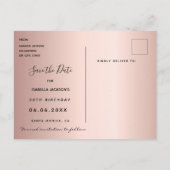 50歳の誕生日50バラ金ゴールドスター日付を保存 ポストカード (裏面)