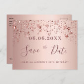 50歳の誕生日50バラ金ゴールドスター日付を保存 ポストカード (正面/裏面)