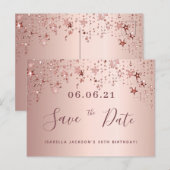 50歳の誕生日50バラ金ゴールドスター日付を保存 ポストカード (正面/裏面)