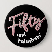 50歳の誕生日50歳と素晴らしいグリッターアート 缶バッジ (正面)