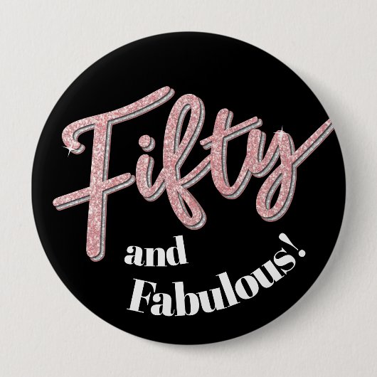 50歳の誕生日50歳と素晴らしいグリッターアート 缶バッジ (正面)