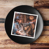 50歳の誕生日50歳のカスタム写真50人の男性スクリプト スタンダードカクテルナプキン