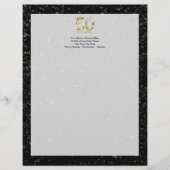 50歳の誕生日、おしゃれなブラックゴールドのグラマラスなスタイル レターヘッド (正面)