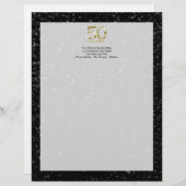 50歳の誕生日、おしゃれなブラックゴールドのグラマラスなスタイル レターヘッド (正面/裏面)