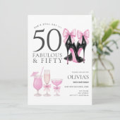50歳の誕生日、おしゃれな女性のための招待状 招待状 (スタンド正面)