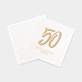 50歳の誕生日 おしゃれ モダン ゴールド 名入れ 箔ナプキン
