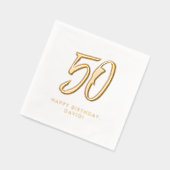 50歳の誕生日 おしゃれ モダン ゴールド 名入れ 箔ナプキン (左)