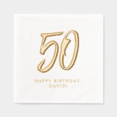 50歳の誕生日 おしゃれ モダン ゴールド 名入れ 箔ナプキン (正面)