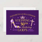 50歳の誕生日、お嬢さんたち、クリスチャン ポストカード (正面/裏面)