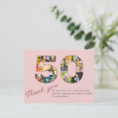 50歳の誕生日 お祝いのメッセージ ありがとう バラ色の写真コラージュ ポストカード (スタンド正面)