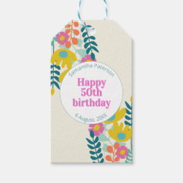50歳の誕生日 お花 モダン カラフル ギフトタグ
