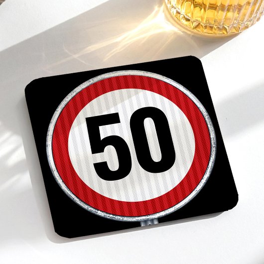 50歳の誕生日 - どんな年齢でも OK トラフィック標識 ペーパーコースター