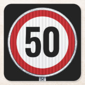 50歳の誕生日 - どんな年齢でも OK トラフィック標識 ペーパーコースター (正面)