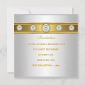 50歳の誕生日 エレガントなレース ホワイトゴールド ダイヤモンド 3 招待状 (裏面)