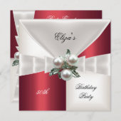 50歳の誕生日 エレガントな赤と白のチェック柄のジュエル (正面/裏面)