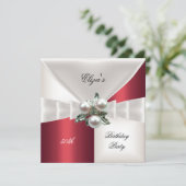 50歳の誕生日 エレガントな赤と白のチェック柄のジュエル (スタンド正面)