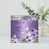 50歳の誕生日 エレガント シルバー グレー ラベンダー フラワーズ (スタンド正面)