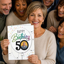 50歳の誕生日 カスタム写真バルーン カード