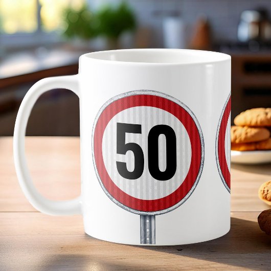 50歳の誕生日 カスタム年齢 速度制限標識 コーヒーマグカップ