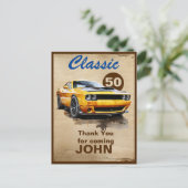 50歳の誕生日 クラシック マッスルカー お礼 ポストカード (スタンド正面)