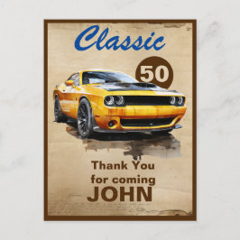 50歳の誕生日 クラシック マッスル カー 感謝 ポストカード