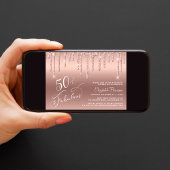 50歳の誕生日 グリッター ローズゴールド 招待状