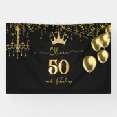 50歳の誕生日 ゴージャスなゴールド ブラックパーティー 横断幕 (横)